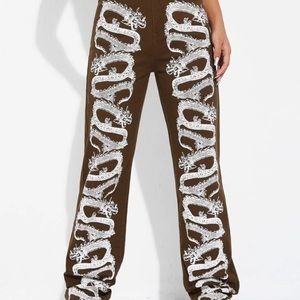 Chinese Dragon print jeans